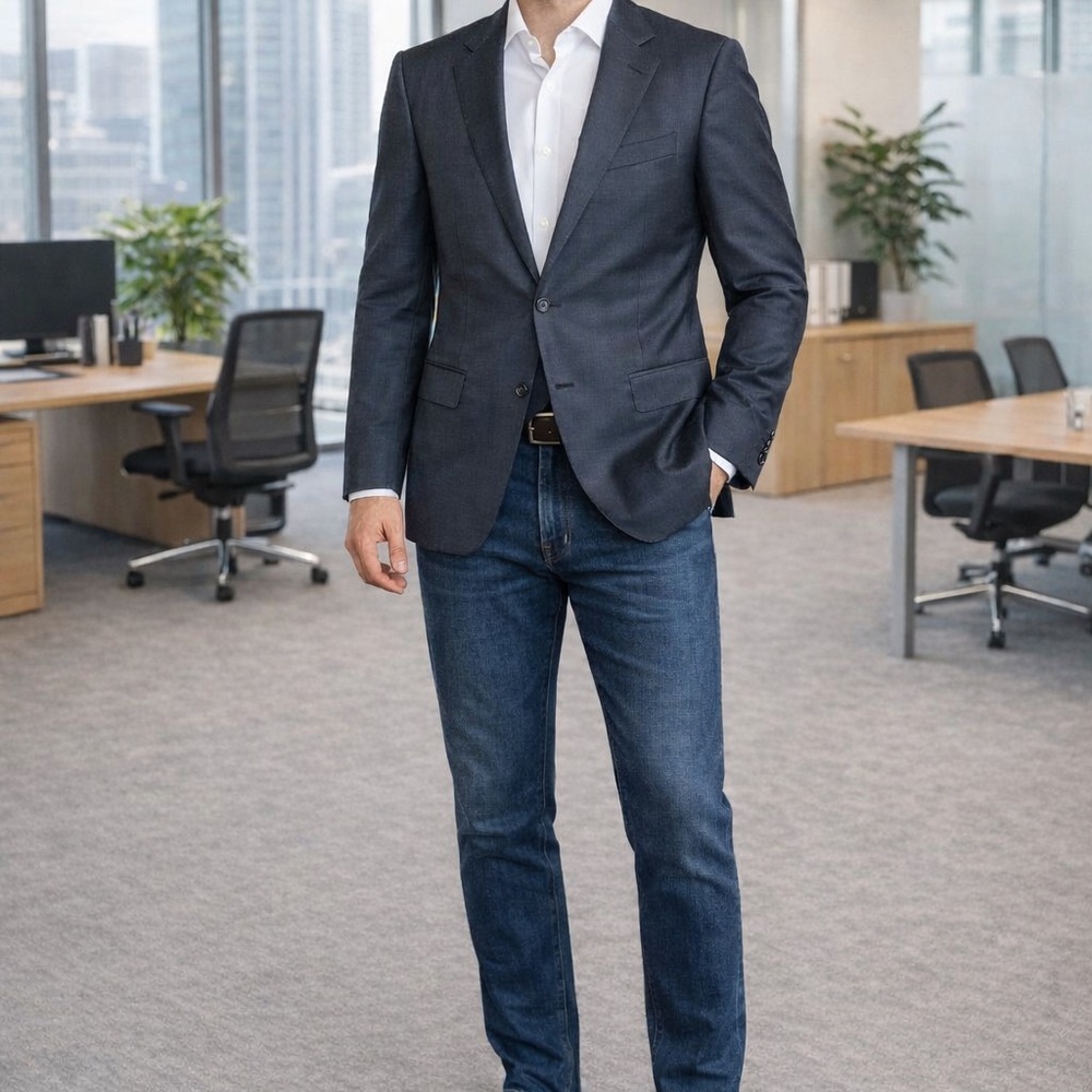 Ermenegildo Zegna Jacket 54R Gray Wool Silk 2 Button Mens Blazer Traveller